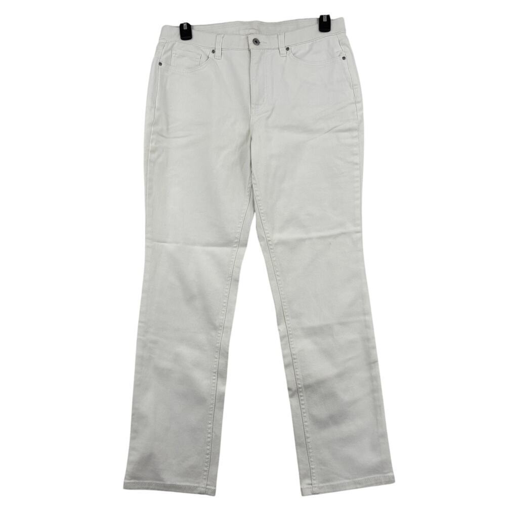 Denim‎ & Company Jeans Size 12 White Straight Leg Stretch Denim 5 Pocket